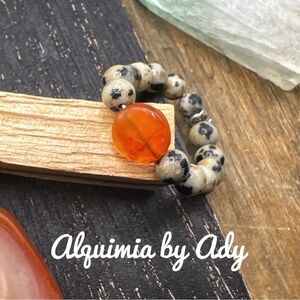 Dalmatian Jasper beaded handmade charms ring multi stones